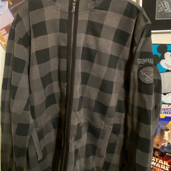 Vintage Quiksilver Men’s Plaid   Zip Jacket Skate Grunge Grey XL - Picture 1 of 2